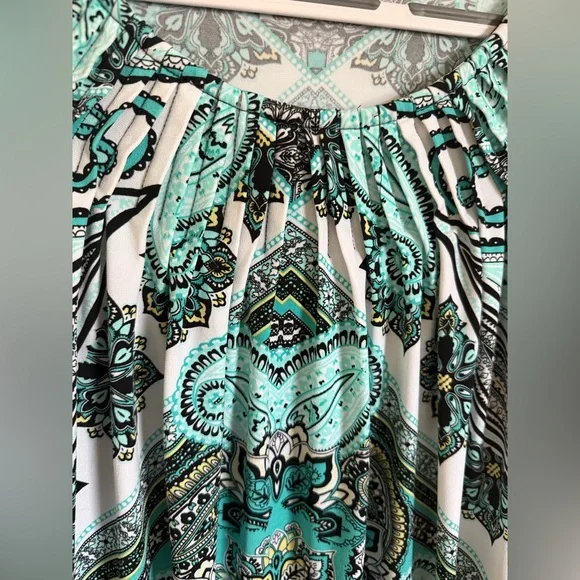 Style and Company Turquoise & Black Paisley Print Short Sleeve Top Size XL - Picture 4 of 5